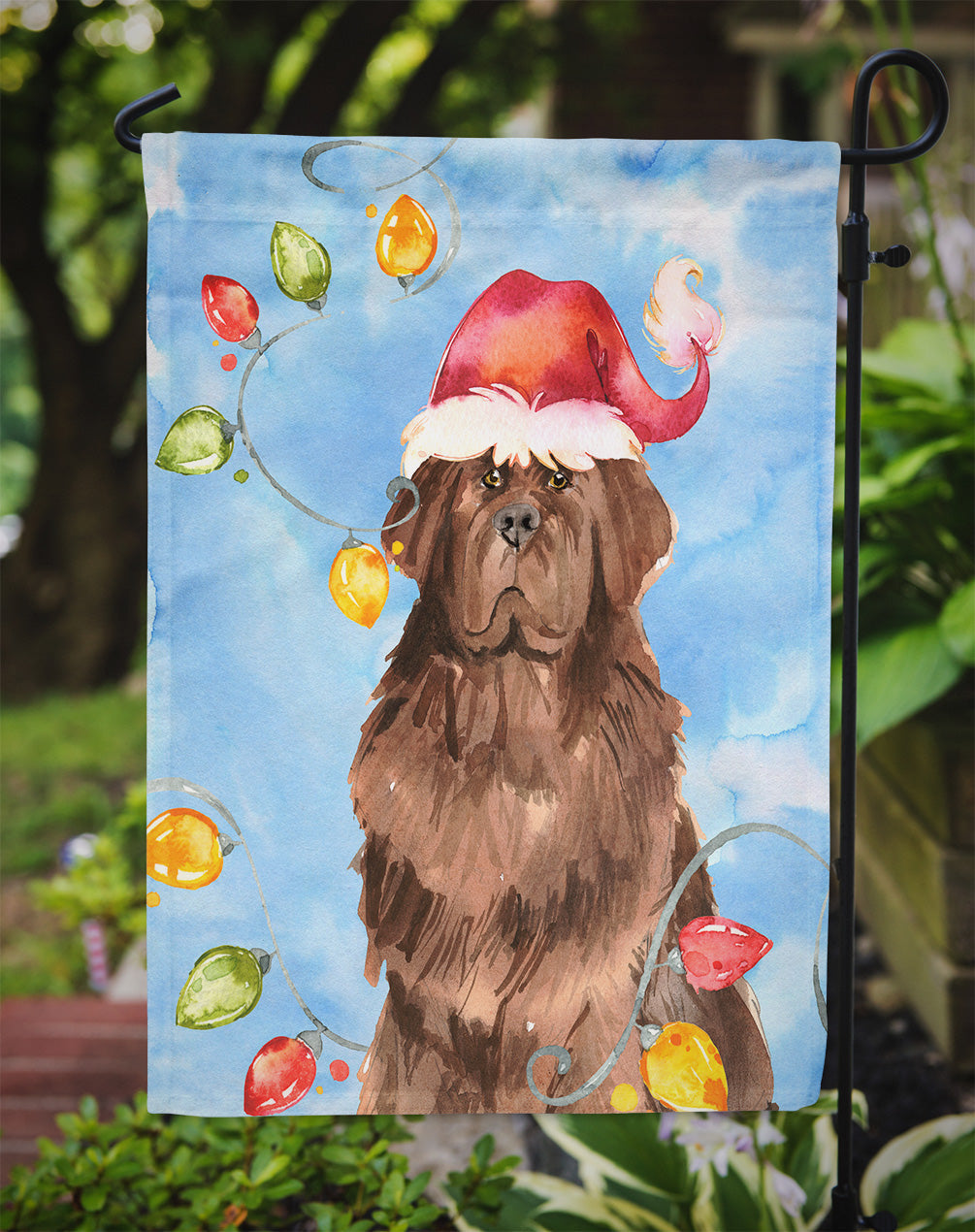 Christmas Lights Newfoundland Garden Flag Mailbox Decorative Yard Banner Outside Patio Artwork for Flower Beds, Garden Size, Multicolor