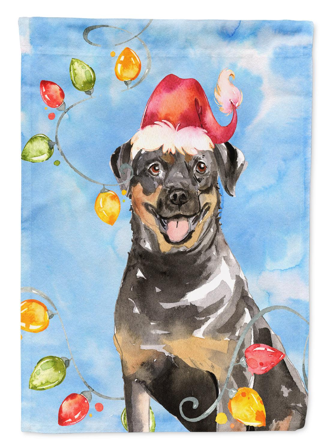Christmas Lights Rottweiler Garden Flag Mailbox Decorative Yard Banner Outside Patio Artwork for Flower Beds, Garden Size, Multicolor