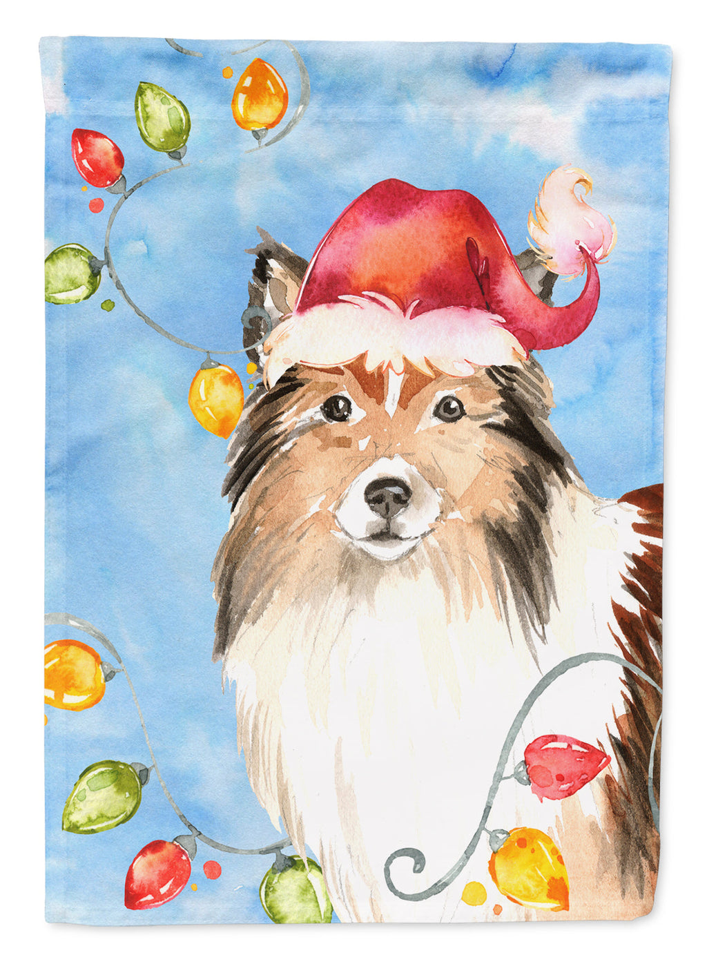 Christmas Lights Sheltie Garden Flag Mailbox Decorative Yard Banner Outside Patio Artwork for Flower Beds, Garden Size, Multicolor