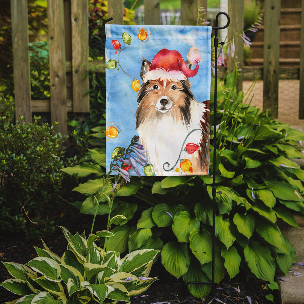 Christmas Lights Sheltie Garden Flag Mailbox Decorative Yard Banner Outside Patio Artwork for Flower Beds, Garden Size, Multicolor