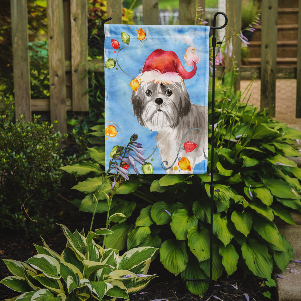 Christmas Lights Shih Tzu Puppy Cut Garden Flag Mailbox Decorative Yard Banner Outside Patio Artwork for Flower Beds, Garden Size, Multicolor