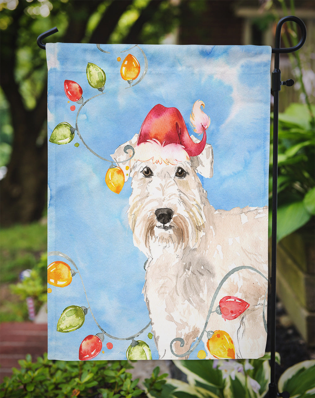 Christmas Lights Wheaten Terrier Garden Flag Mailbox Decorative Yard Banner Outside Patio Artwork for Flower Beds, Garden Size, Multicolor