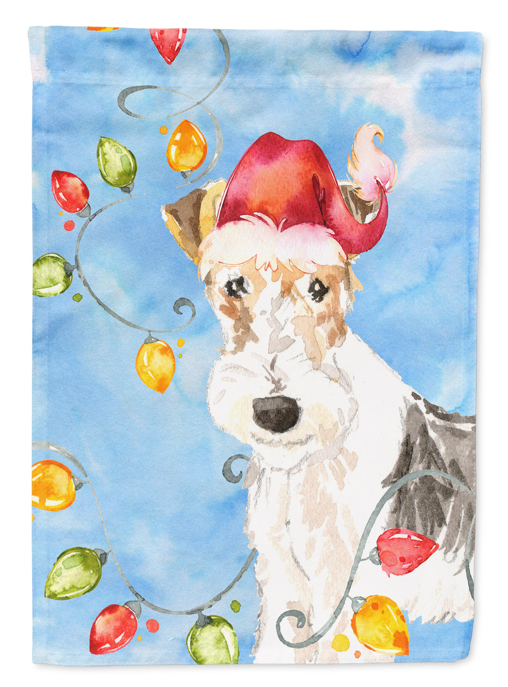 Christmas Lights Fox Terrier Garden Flag Mailbox Decorative Yard Banner Outside Patio Artwork for Flower Beds, Garden Size, Multicolor