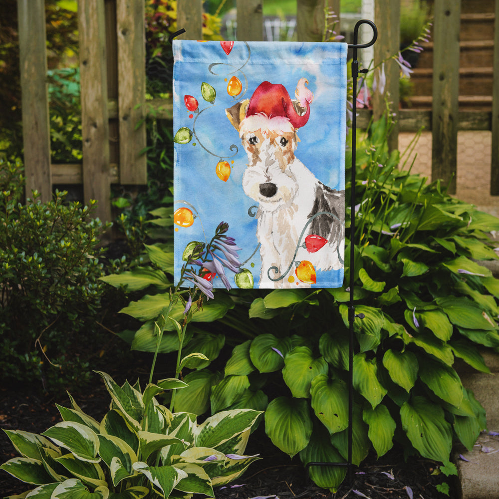 Christmas Lights Fox Terrier Garden Flag Mailbox Decorative Yard Banner Outside Patio Artwork for Flower Beds, Garden Size, Multicolor