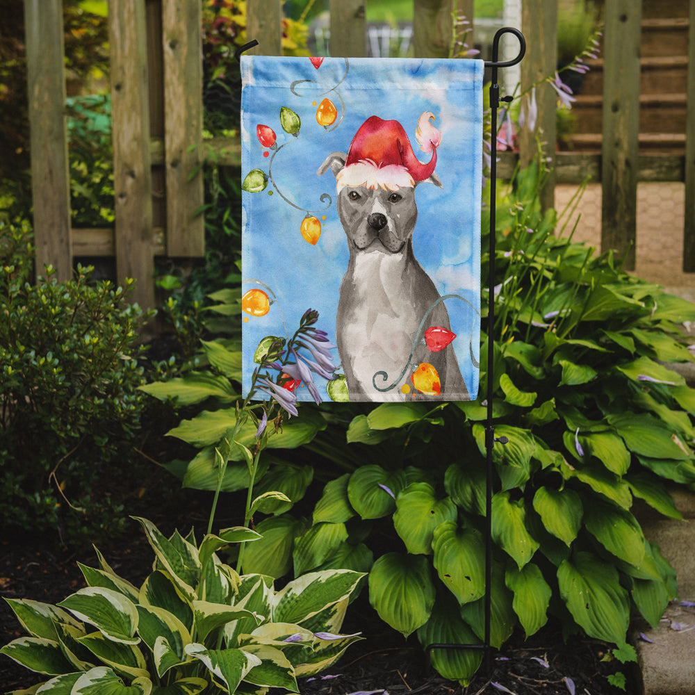 Christmas Lights Staffordshire Bull Terrier Garden Flag Mailbox Decorative Yard Banner Outside Patio Artwork for Flower Beds, Garden Size, Multicolor