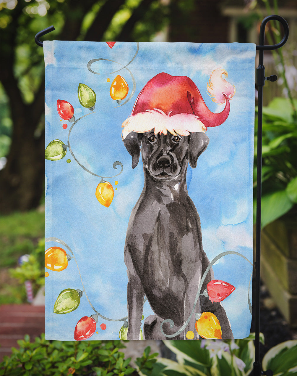 Christmas Lights Black Labrador Retriever Garden Flag Mailbox Decorative Yard Banner Outside Patio Artwork for Flower Beds, Garden Size, Multicolor