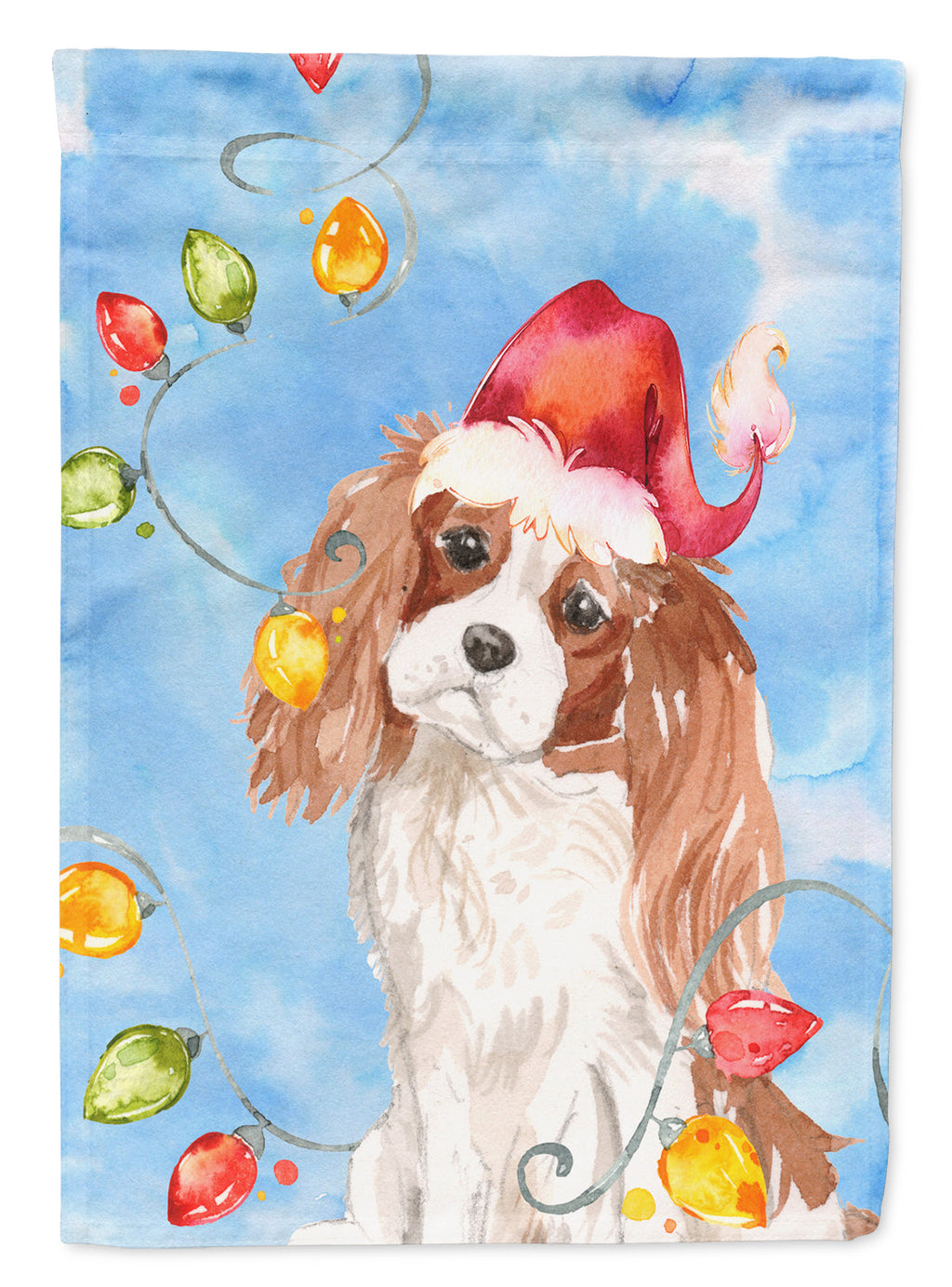 Christmas Lights Blenheim Cavalier Spaniel Garden Flag Mailbox Decorative Yard Banner Outside Patio Artwork for Flower Beds, Garden Size, Multicolor