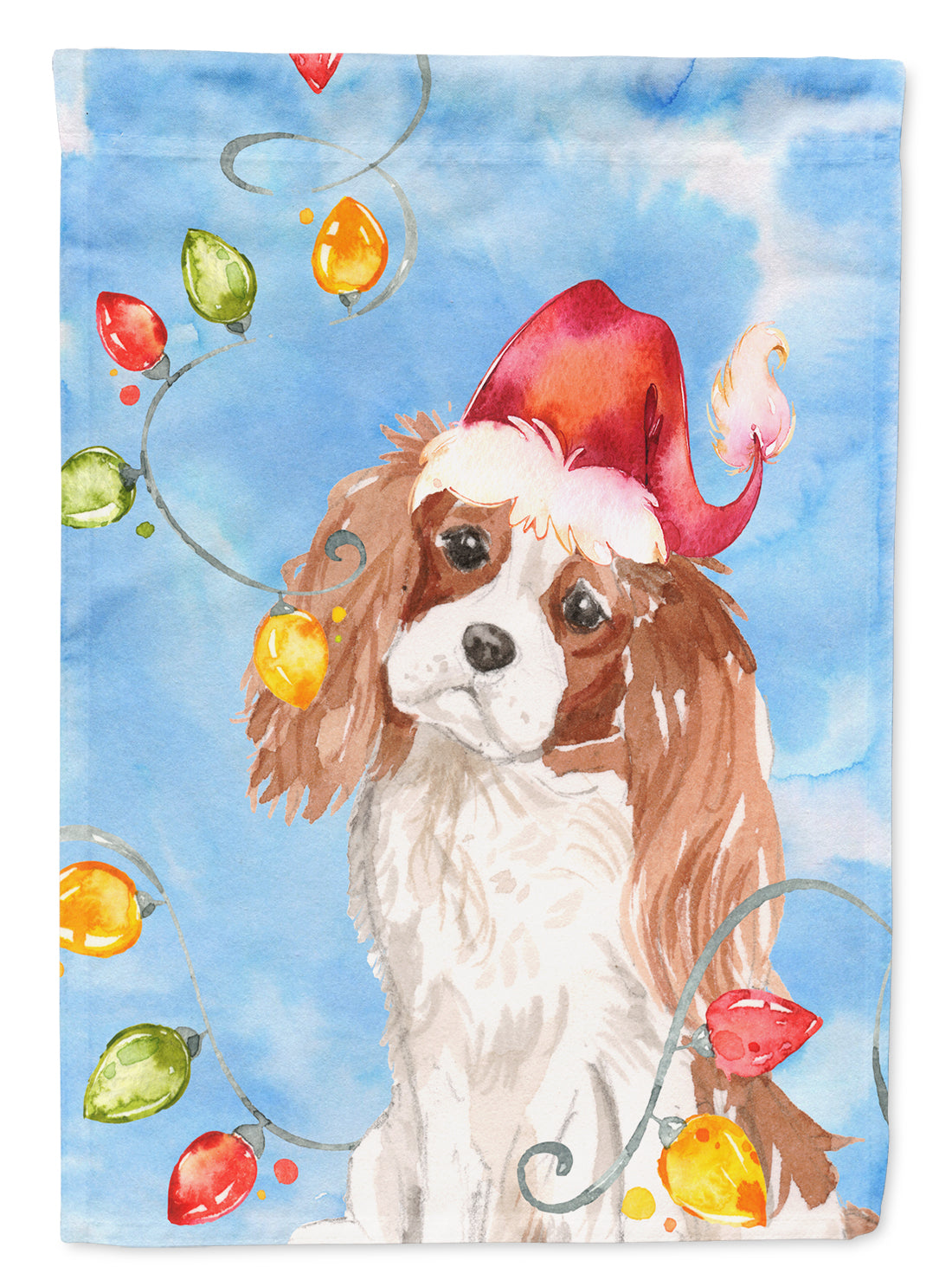 Christmas Lights Blenheim Cavalier Spaniel Garden Flag Mailbox Decorative Yard Banner Outside Patio Artwork for Flower Beds, Garden Size, Multicolor