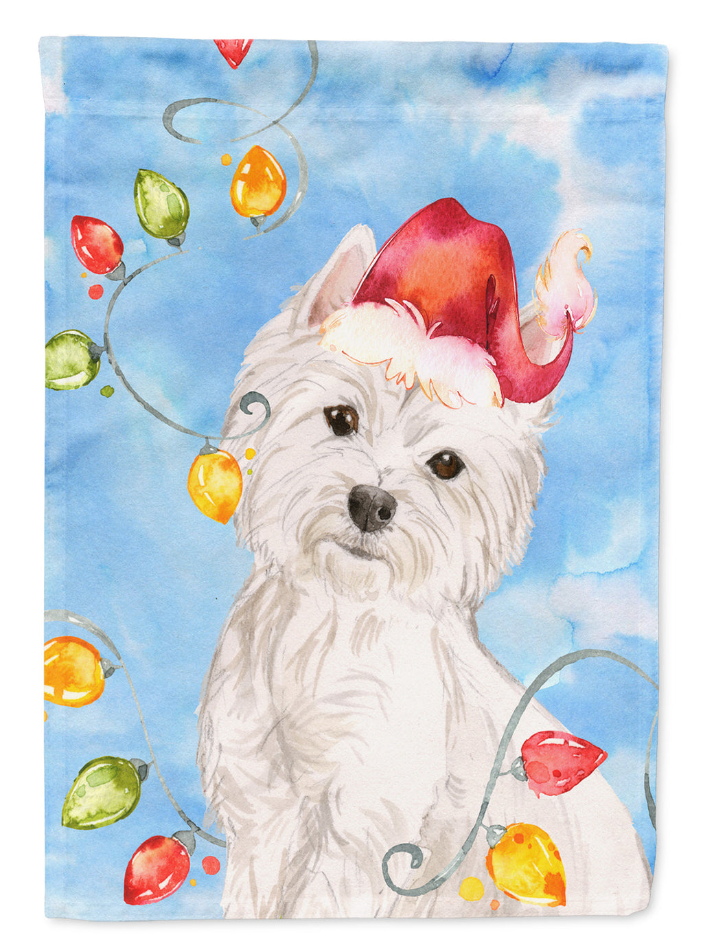 Christmas Lights Westie Garden Flag Mailbox Decorative Yard Banner Outside Patio Artwork for Flower Beds, Garden Size, Multicolor