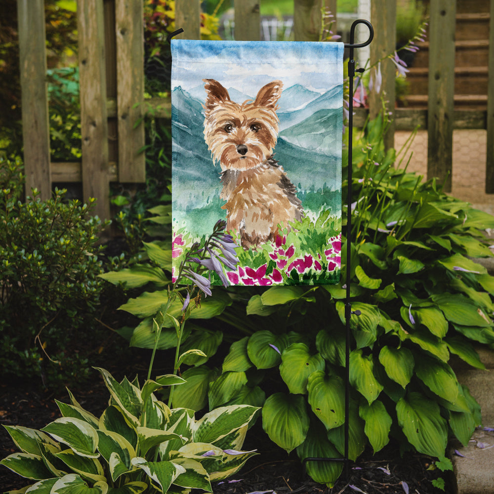 Mountian Flowers Yorkshire Terrier Yorkie Garden Flag Mailbox Decorative Yard Banner Outside Patio Artwork for Flower Beds, Garden Size, Multicolor