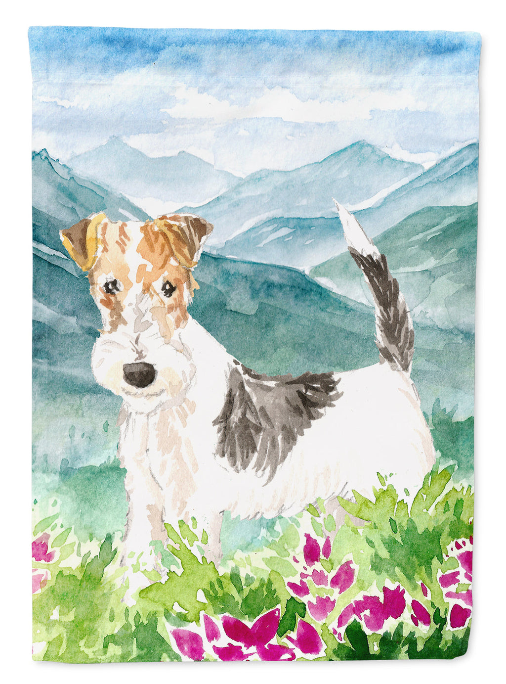 Mountian Flowers Fox Terrier Garden Flag Mailbox Decorative Yard Banner Outside Patio Artwork for Flower Beds, Garden Size, Multicolor