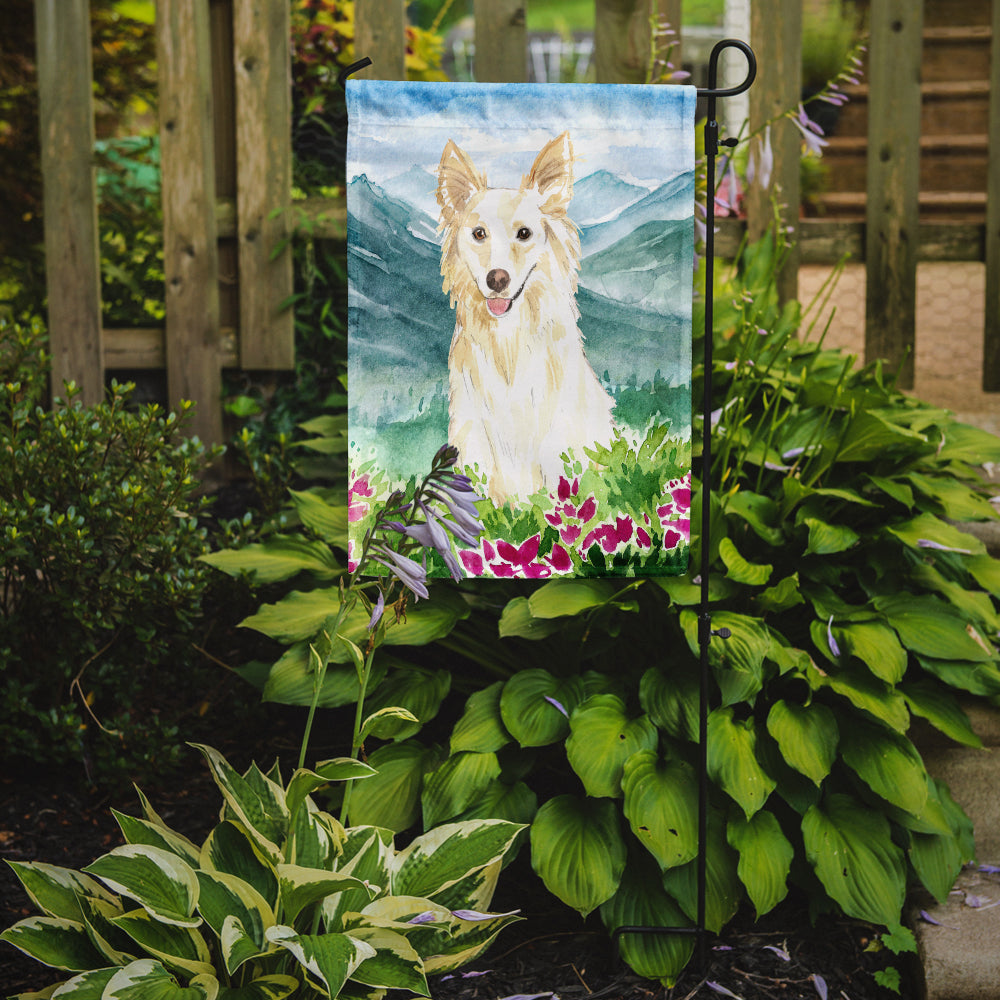Mountian Flowers White Collie Garden Flag Mailbox Decorative Yard Banner Outside Patio Artwork for Flower Beds, Garden Size, Multicolor