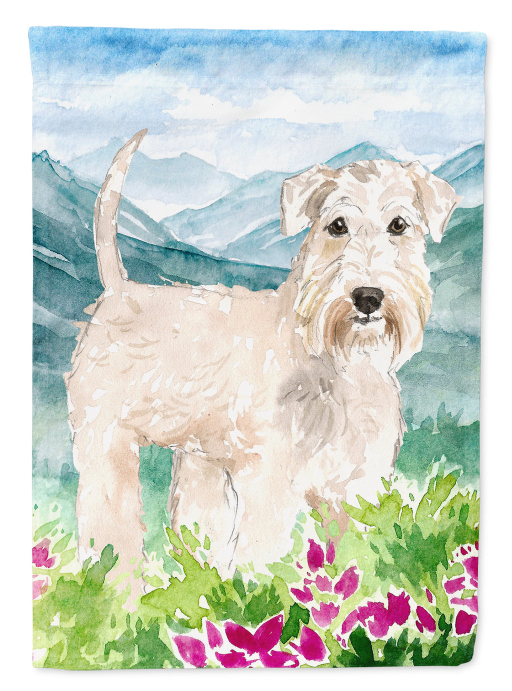 Mountian Flowers Wheaten Terrier Garden Flag Mailbox Decorative Yard Banner Outside Patio Artwork for Flower Beds, Garden Size, Multicolor