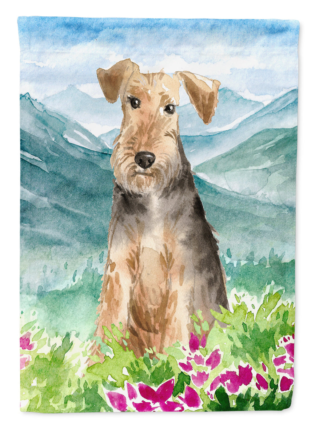 Mountian Flowers Welsh Terrier Garden Flag Mailbox Decorative Yard Banner Outside Patio Artwork for Flower Beds, Garden Size, Multicolor