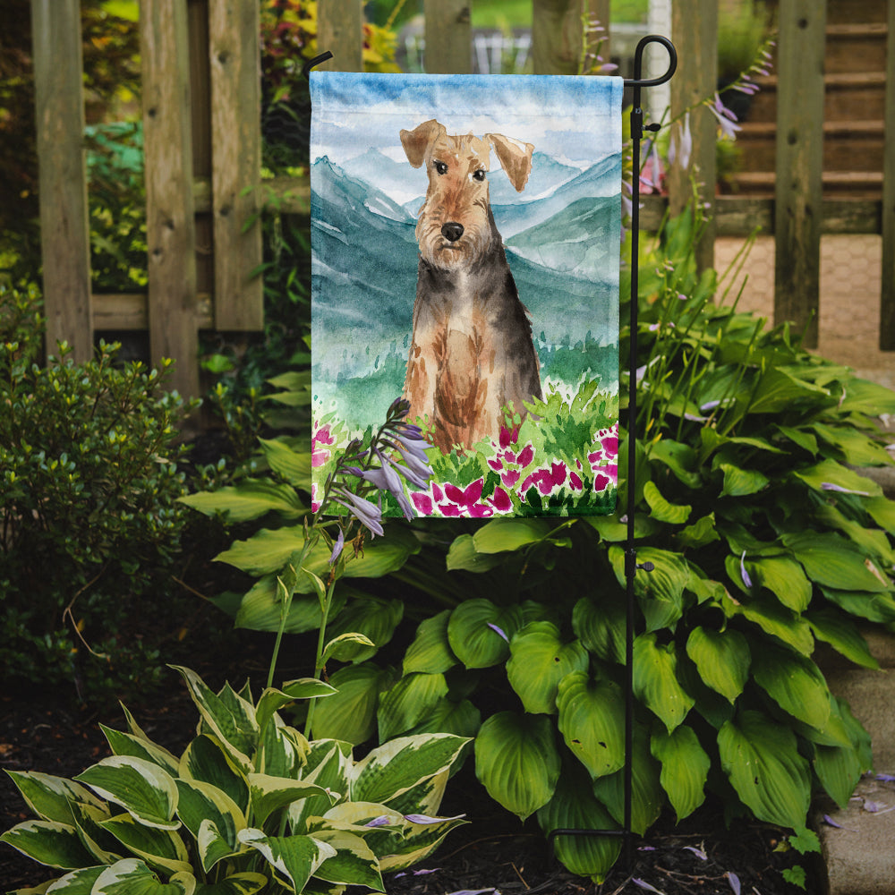 Mountian Flowers Welsh Terrier Garden Flag Mailbox Decorative Yard Banner Outside Patio Artwork for Flower Beds, Garden Size, Multicolor