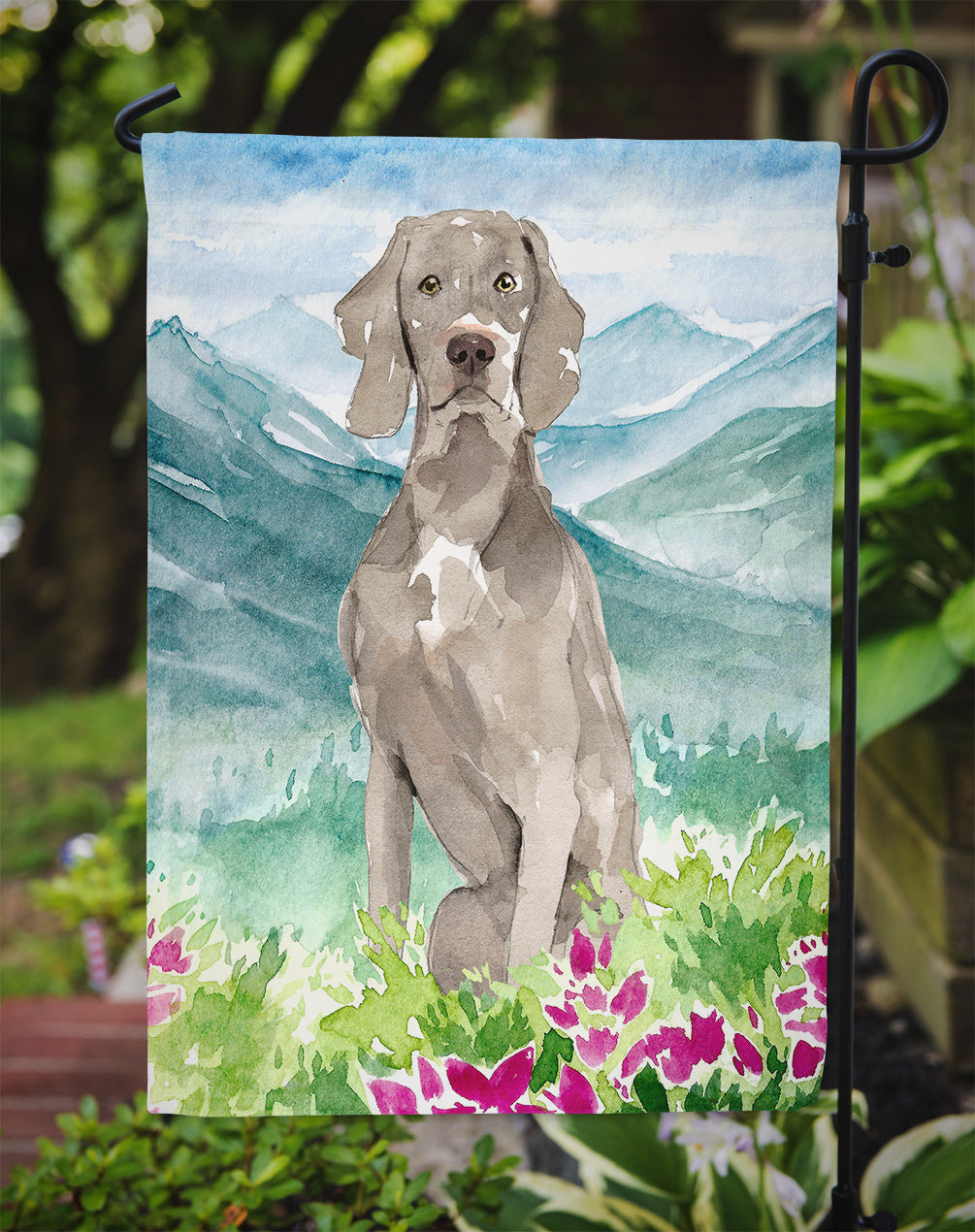 Mountian Flowers Weimaraner Garden Flag Mailbox Decorative Yard Banner Outside Patio Artwork for Flower Beds, Garden Size, Multicolor
