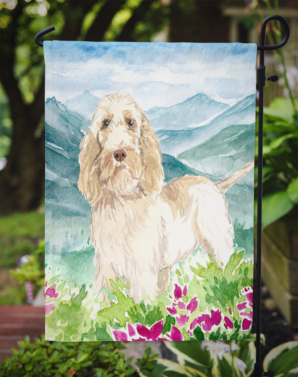 Mountian Flowers Spinone Italiano Garden Flag Mailbox Decorative Yard Banner Outside Patio Artwork for Flower Beds, Garden Size, Multicolor