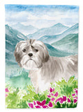 Mountain Flowers Shih Tzu Puppy Garden Flag Mailbox Decorative Yard Banner Outside Patio Artwork for Flower Beds, Garden Size, Multicolor