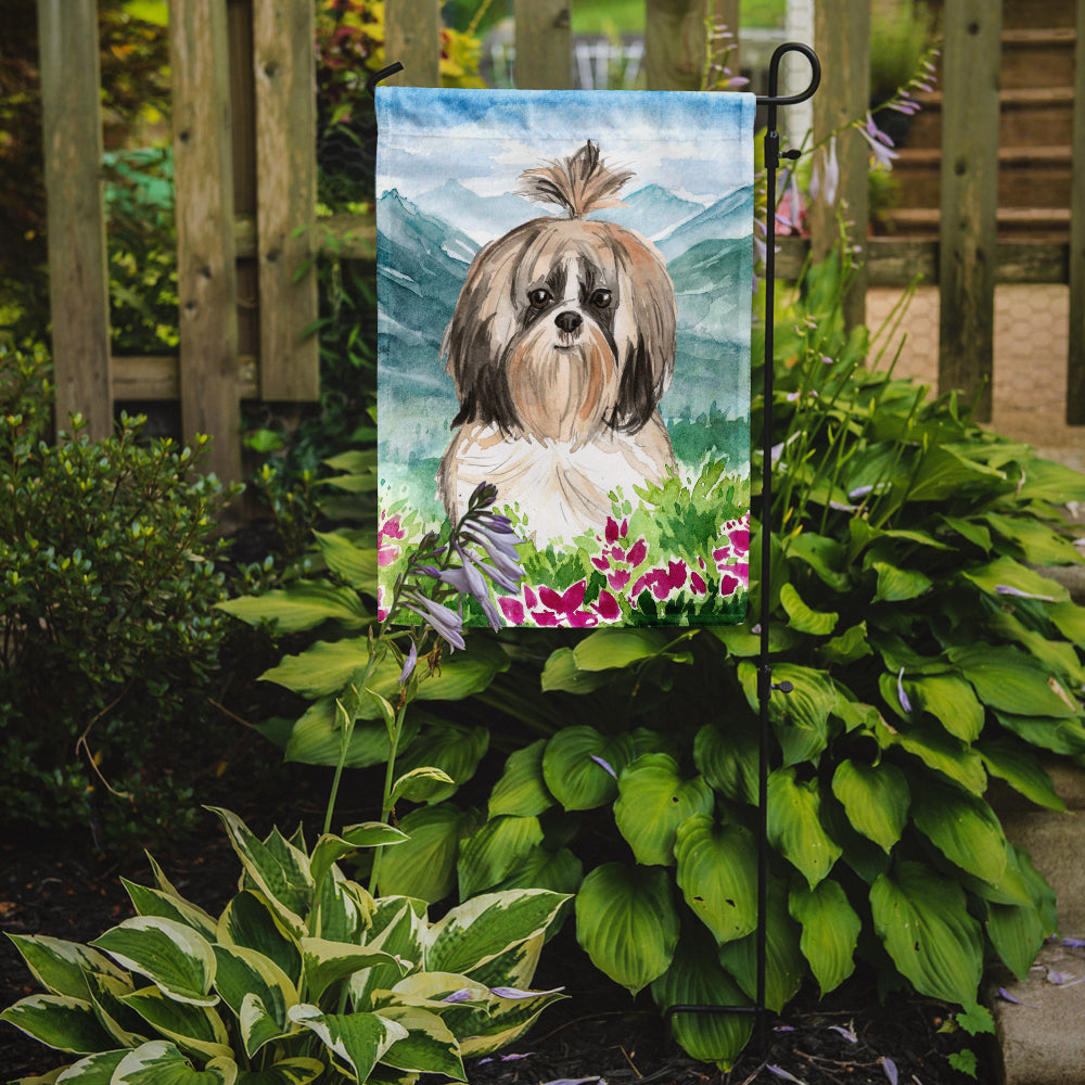 Mountain Flowers Shih Tzu Garden Flag Mailbox Decorative Yard Banner Outside Patio Artwork for Flower Beds, Garden Size, Multicolor