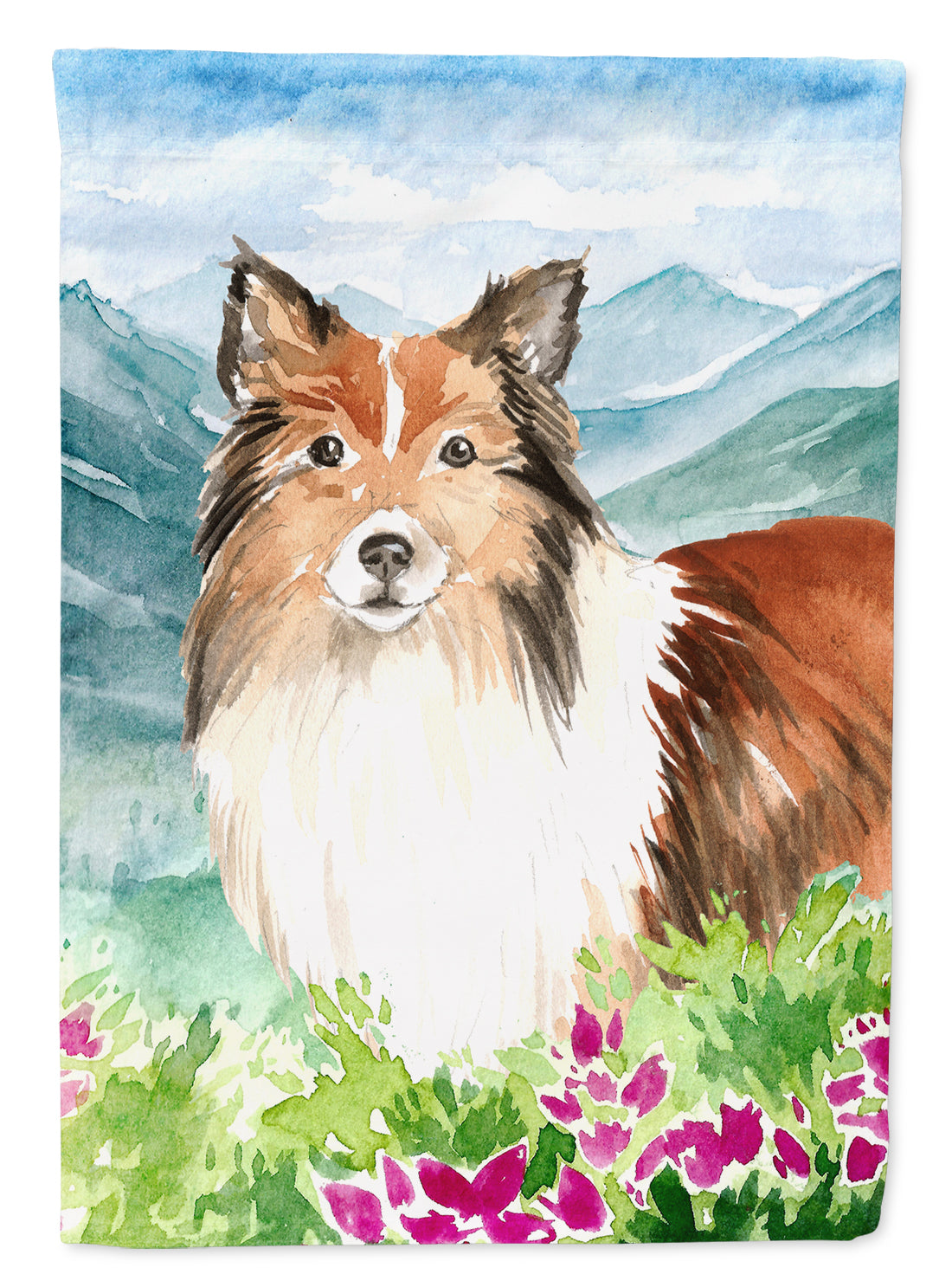Mountain Flowers Sheltie Garden Flag Mailbox Decorative Yard Banner Outside Patio Artwork for Flower Beds, Garden Size, Multicolor