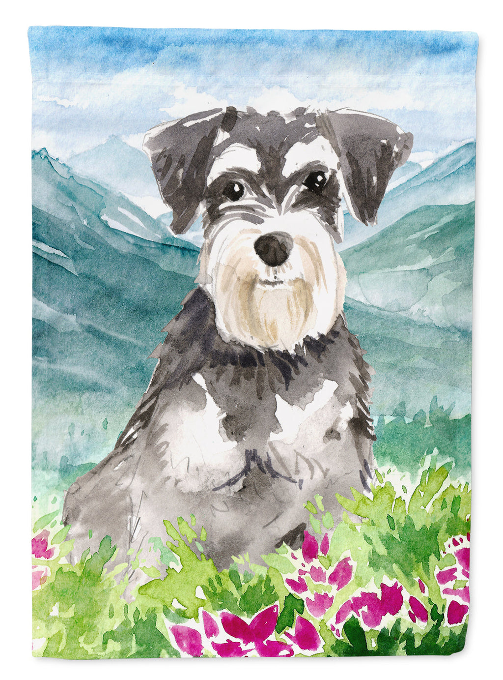 Mountain Flowers Schnauzer #2 Garden Flag Mailbox Decorative Yard Banner Outside Patio Artwork for Flower Beds, Garden Size, Multicolor
