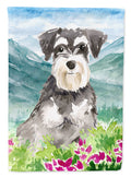 Mountain Flowers Schnauzer #2 Garden Flag Mailbox Decorative Yard Banner Outside Patio Artwork for Flower Beds, Garden Size, Multicolor