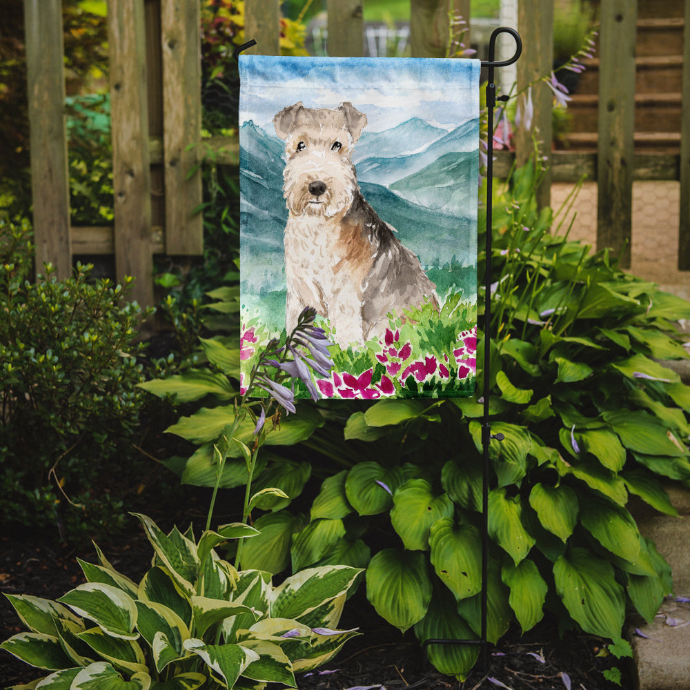 Mountain Flowers Lakeland Terrier Garden Flag Mailbox Decorative Yard Banner Outside Patio Artwork for Flower Beds, Garden Size, Multicolor