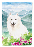 Mountain Flowers Japanese Spitz Garden Flag Mailbox Decorative Yard Banner Outside Patio Artwork for Flower Beds, Garden Size, Multicolor