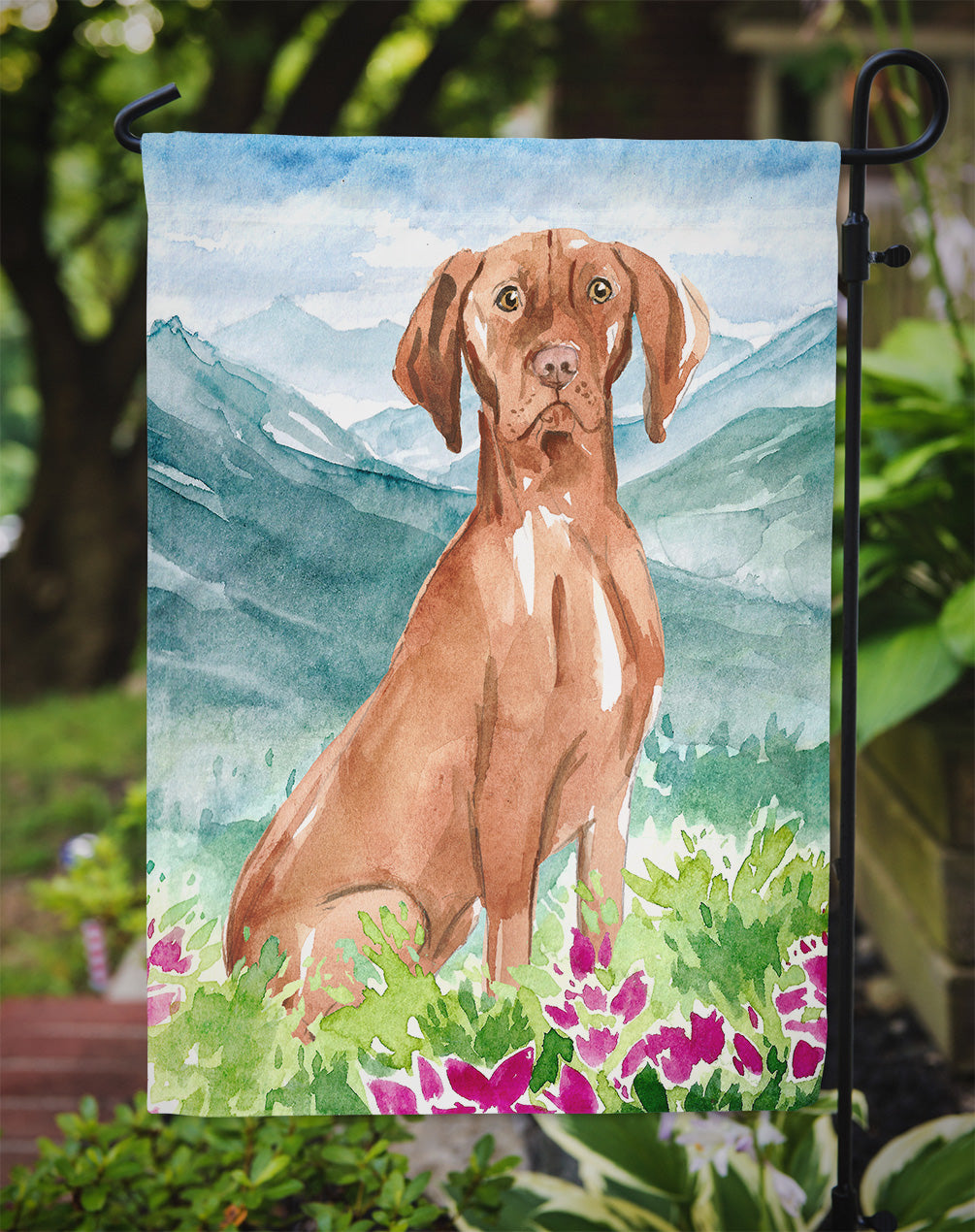 Mountain Flowers Vizsla Garden Flag Mailbox Decorative Yard Banner Outside Patio Artwork for Flower Beds, Garden Size, Multicolor