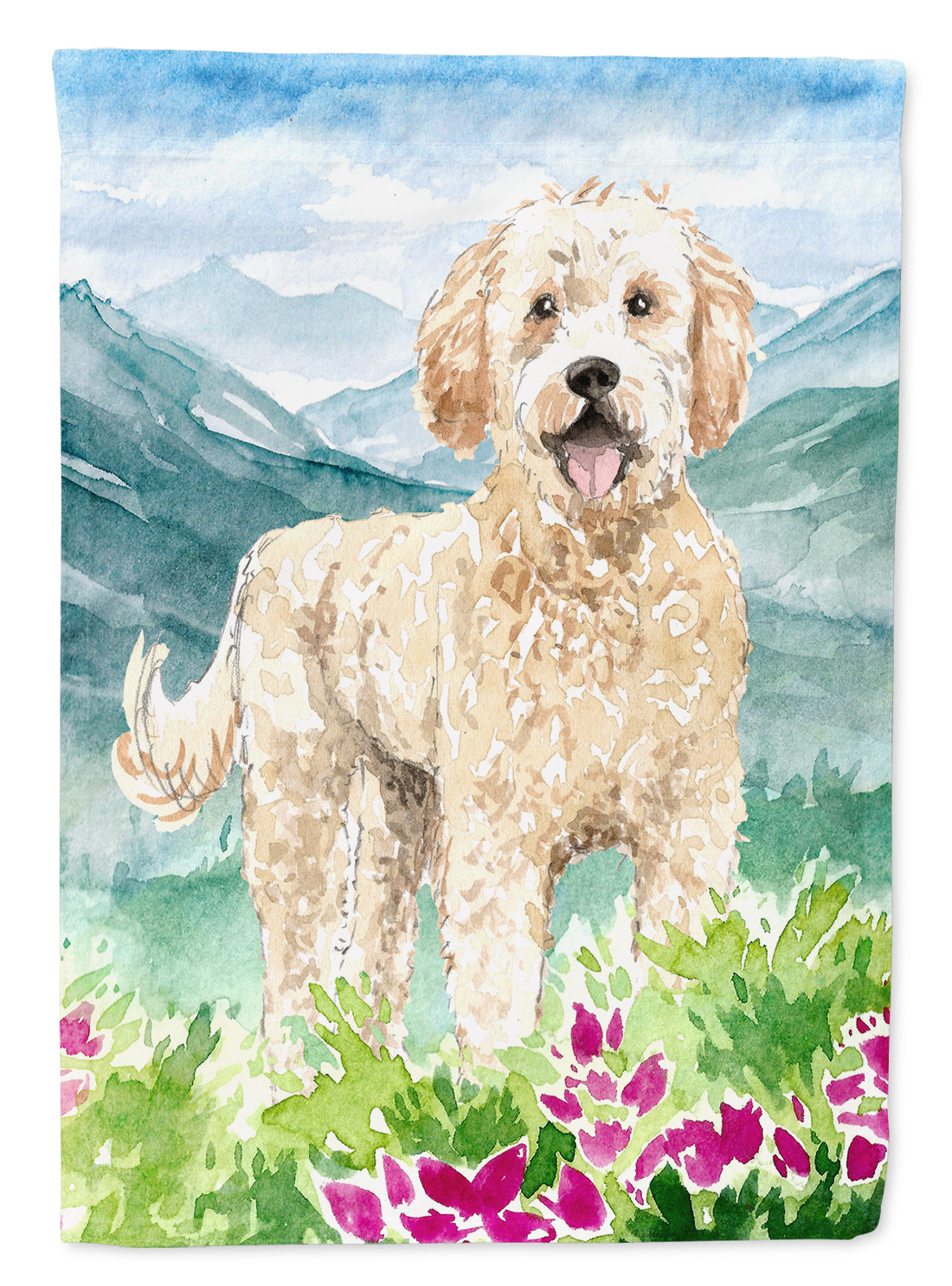 Mountain Flowers Goldendoodle Garden Flag Mailbox Decorative Yard Banner Outside Patio Artwork for Flower Beds, Garden Size, Multicolor