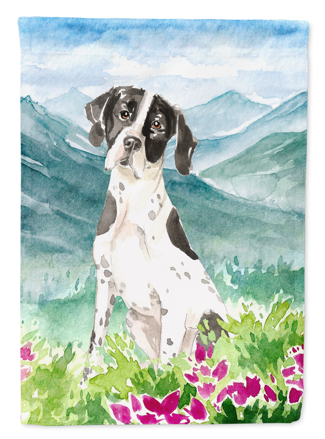 Mountain Flowers English Pointer Garden Flag Mailbox Decorative Yard Banner Outside Patio Artwork for Flower Beds, Garden Size, Multicolor