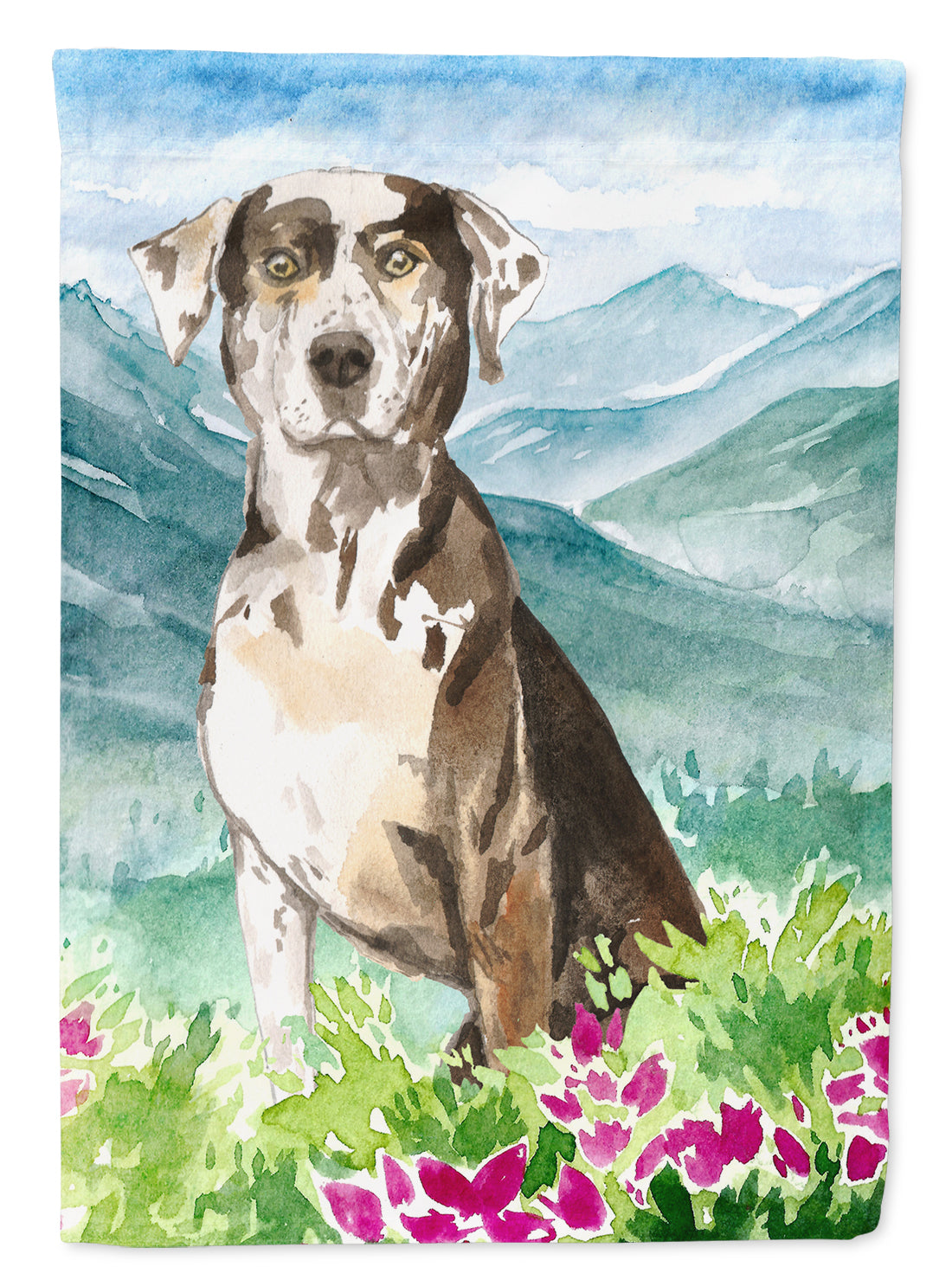 Mountain Flowers Catahoula Leopard Dog Garden Flag Mailbox Decorative Yard Banner Outside Patio Artwork for Flower Beds, Garden Size, Multicolor