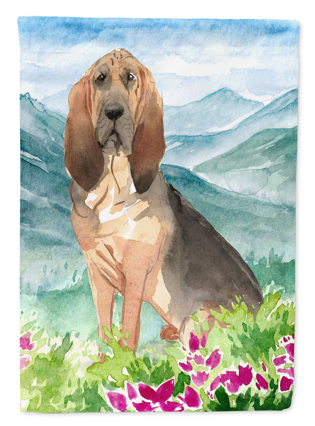 Mountain Flowers Bloodhound Garden Flag Mailbox Decorative Yard Banner Outside Patio Artwork for Flower Beds, Garden Size, Multicolor