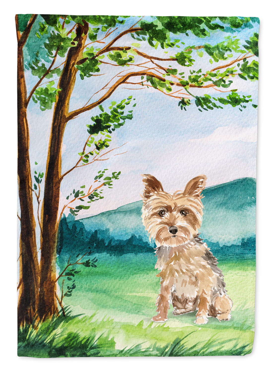Under the Tree Yorkie Yorkshire Terrier Garden Flag Mailbox Decorative Yard Banner Outside Patio Artwork for Flower Beds, Garden Size, Multicolor