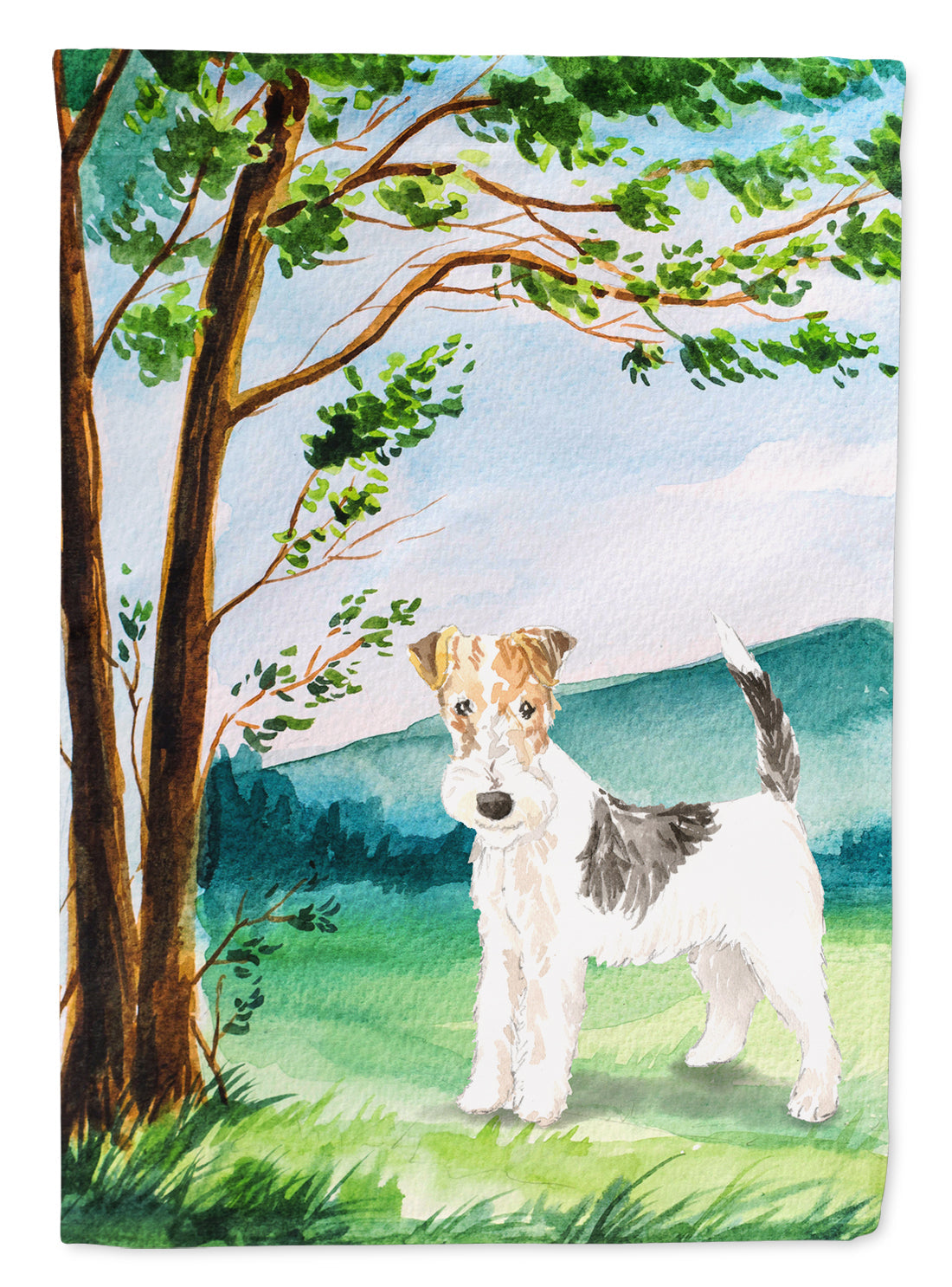 Under the Tree Fox Terrier Garden Flag Mailbox Decorative Yard Banner Outside Patio Artwork for Flower Beds, Garden Size, Multicolor
