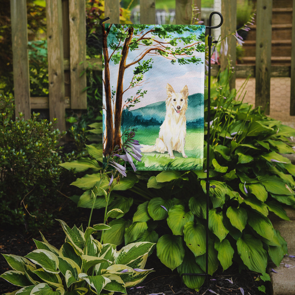 Under the Tree White Collie Garden Flag Mailbox Decorative Yard Banner Outside Patio Artwork for Flower Beds, Garden Size, Multicolor