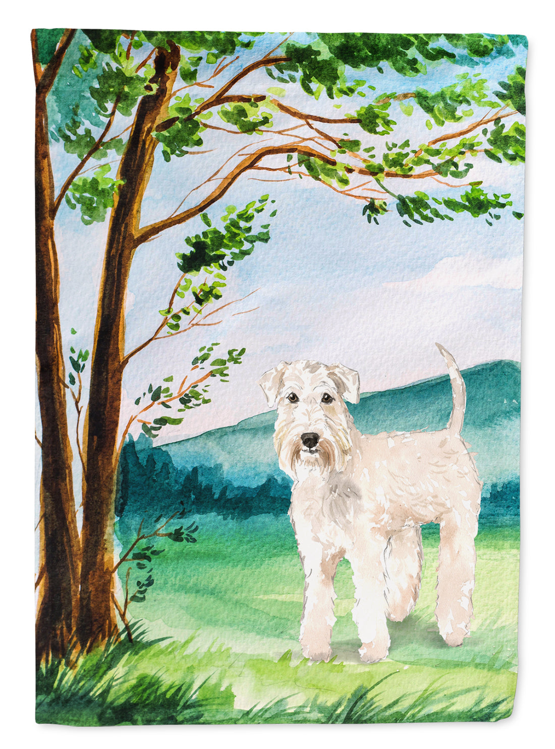 Under the Tree Wheaten Terrier Garden Flag Mailbox Decorative Yard Banner Outside Patio Artwork for Flower Beds, Garden Size, Multicolor
