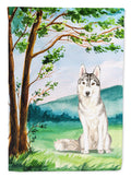 Under the Tree Siberian Husky Garden Flag Mailbox Decorative Yard Banner Outside Patio Artwork for Flower Beds, Garden Size, Multicolor