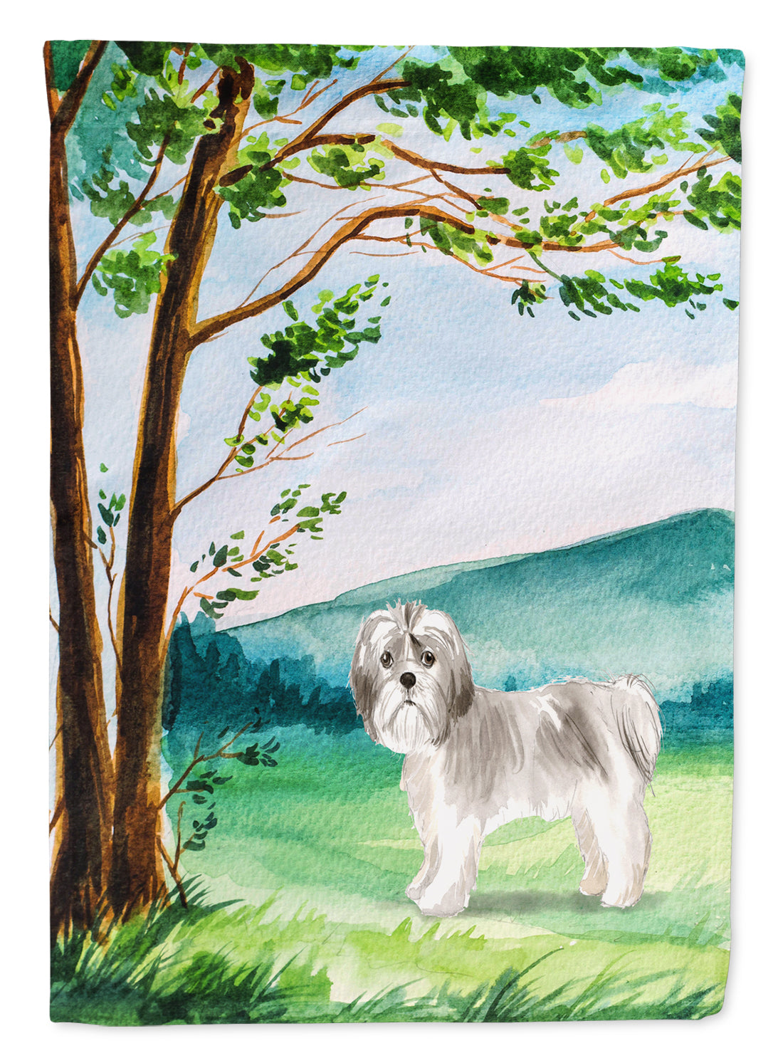 Under the Tree Shih Tzu Puppy Garden Flag Mailbox Decorative Yard Banner Outside Patio Artwork for Flower Beds, Garden Size, Multicolor