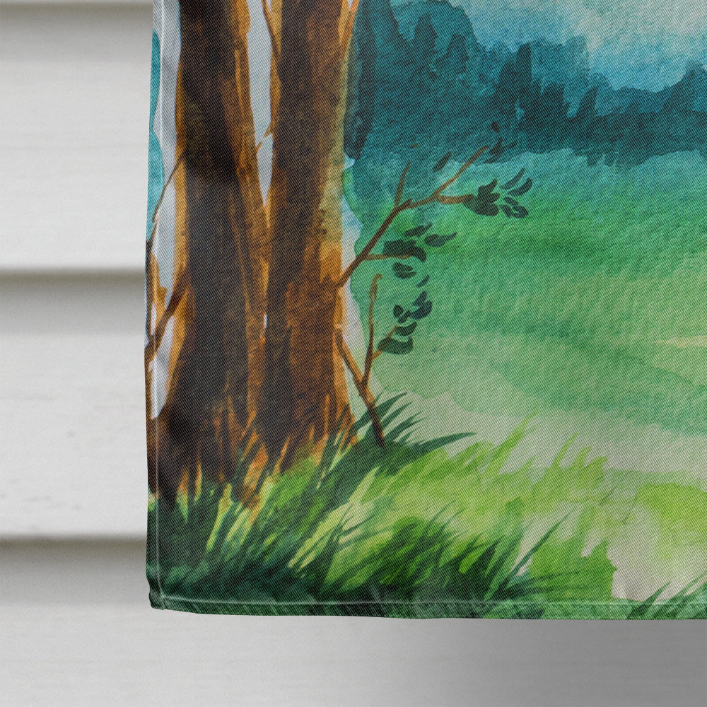 Under the Tree Shih Tzu House Flag 28x40 Porch Sleeve Pole Decorative Outside Yard Banner Artwork Wall Hanging, Polyester