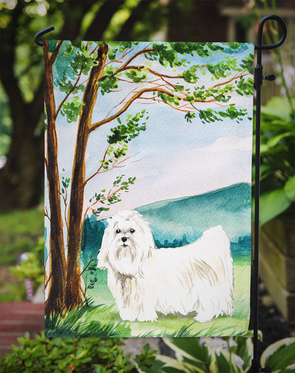 Under the Tree Maltese Garden Flag Mailbox Decorative Yard Banner Outside Patio Artwork for Flower Beds, Garden Size, Multicolor
