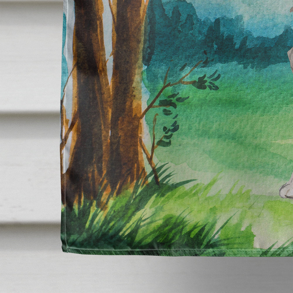 Under the Tree Alaskan Malamute House Flag 28x40 Porch Sleeve Pole Decorative Outside Yard Banner Artwork Wall Hanging, Polyester