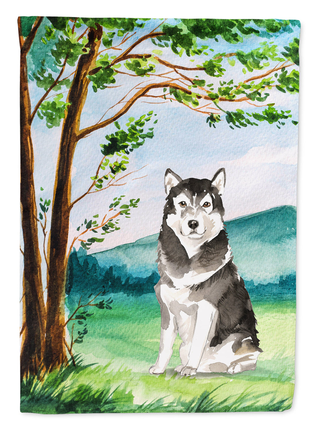 Under the Tree Alaskan Malamute Garden Flag Mailbox Decorative Yard Banner Outside Patio Artwork for Flower Beds, Garden Size, Multicolor