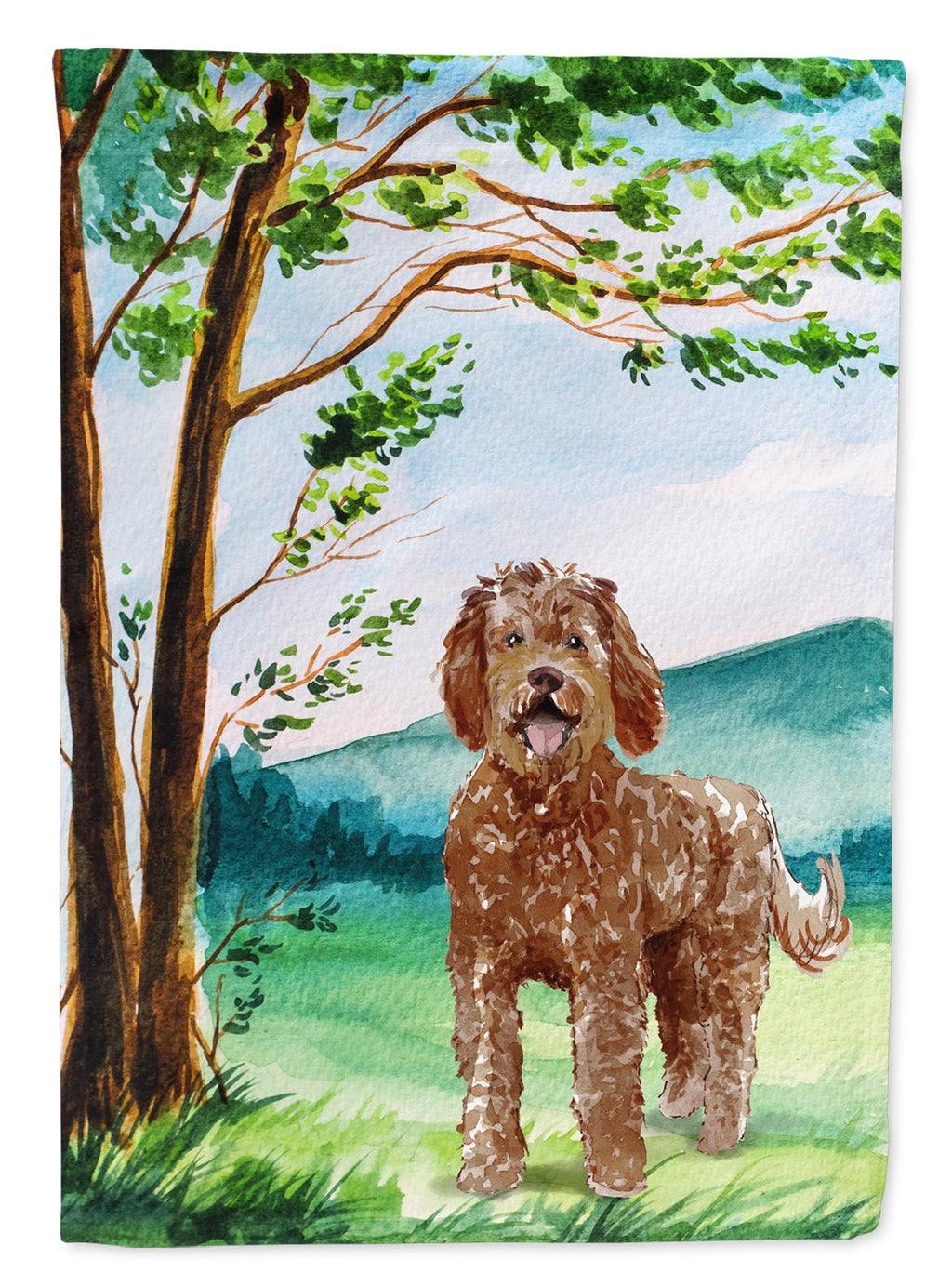 Under the Tree Labradoodle Garden Flag Mailbox Decorative Yard Banner Outside Patio Artwork for Flower Beds, Garden Size, Multicolor