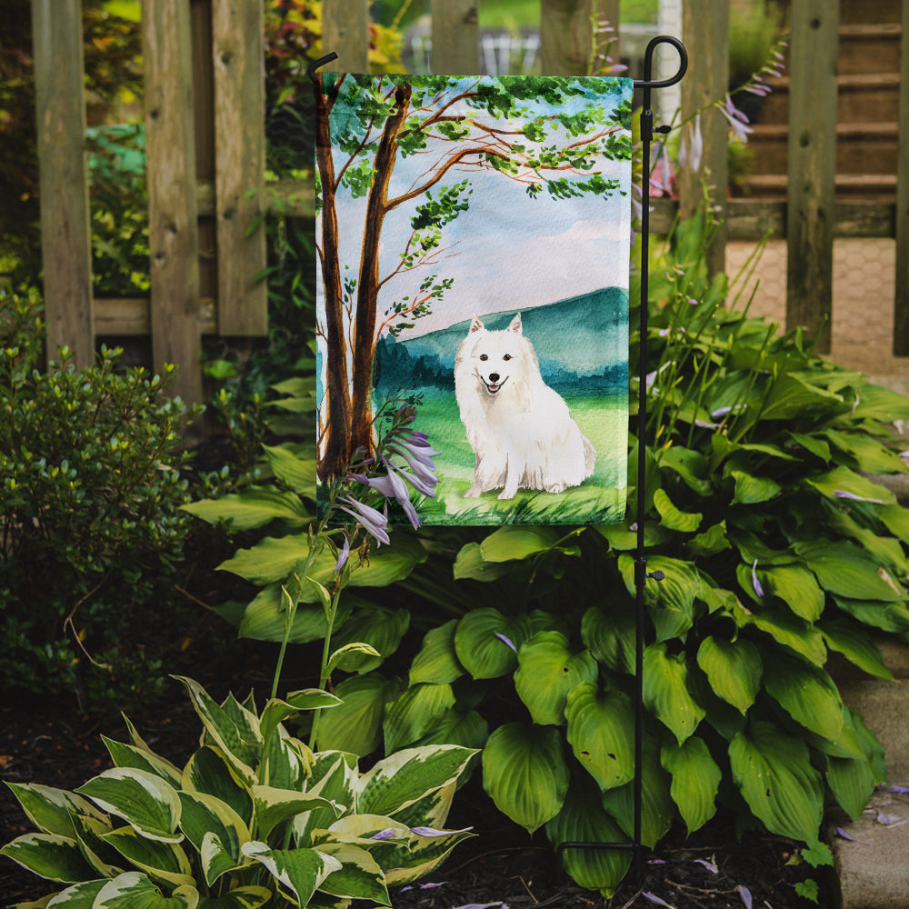 Under the Tree Japanese Spitz Garden Flag Mailbox Decorative Yard Banner Outside Patio Artwork for Flower Beds, Garden Size, Multicolor