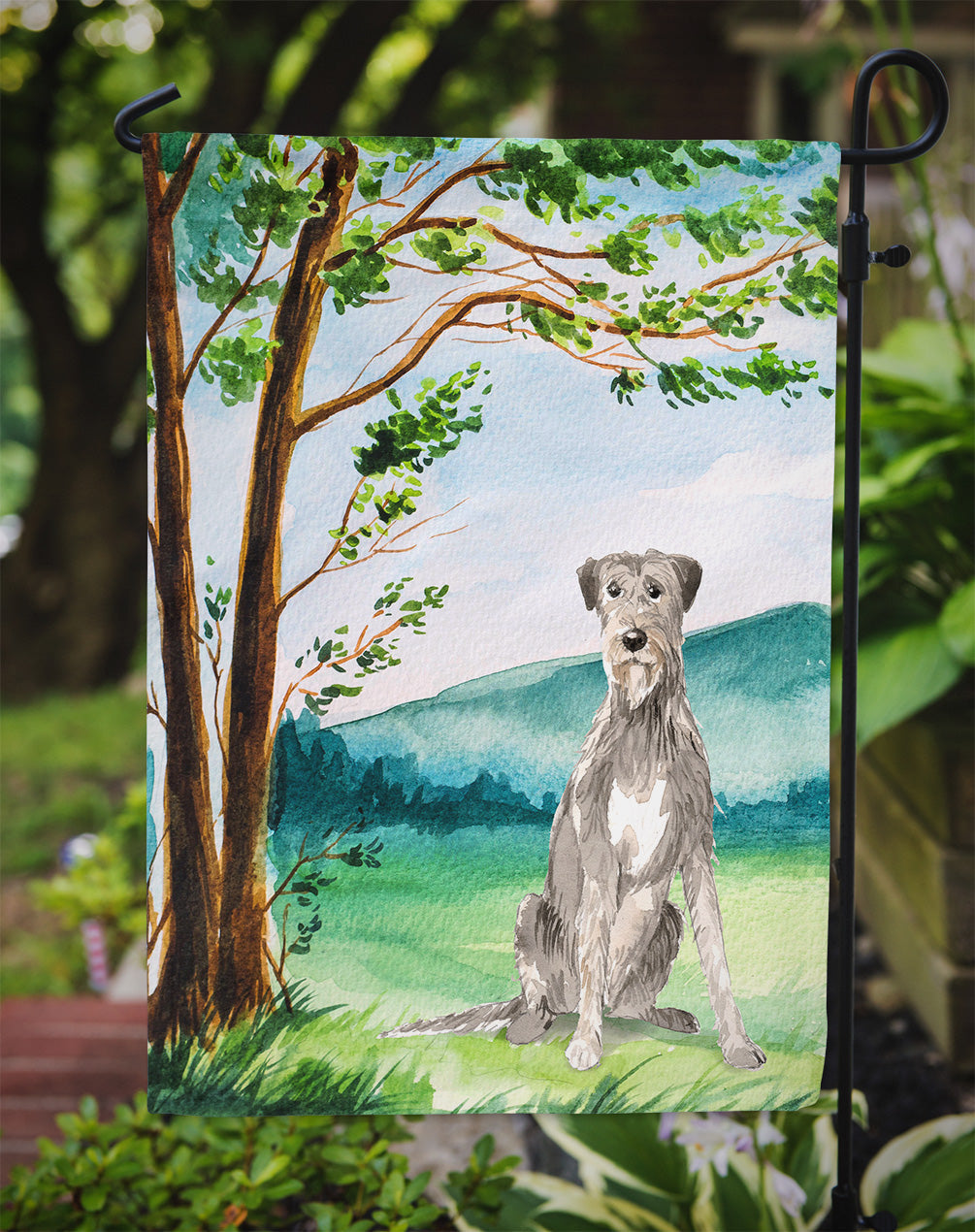 Under the Tree Irish Wolfhound Garden Flag Mailbox Decorative Yard Banner Outside Patio Artwork for Flower Beds, Garden Size, Multicolor