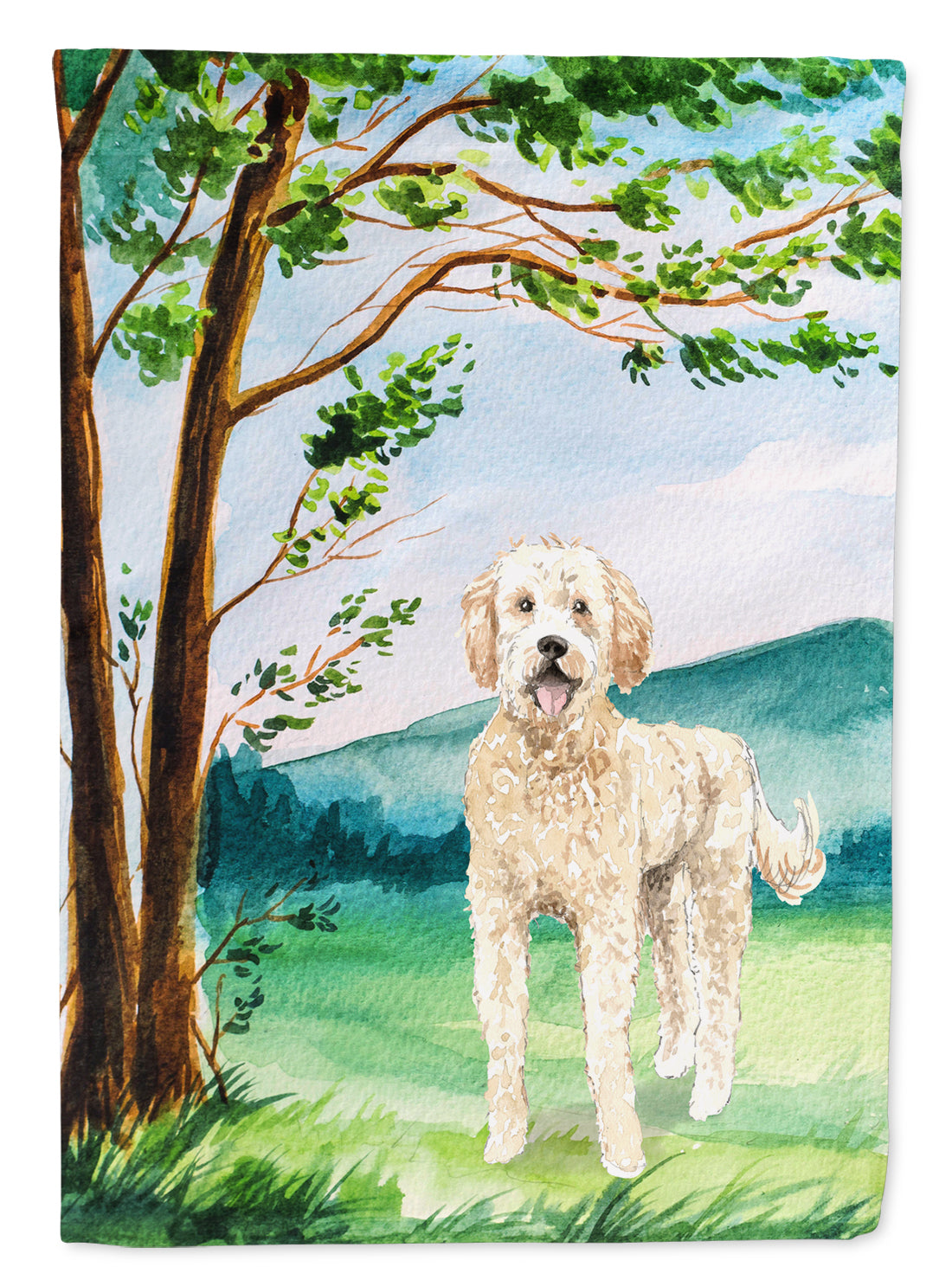 Under the Tree Goldendoodle Garden Flag Mailbox Decorative Yard Banner Outside Patio Artwork for Flower Beds, Garden Size, Multicolor