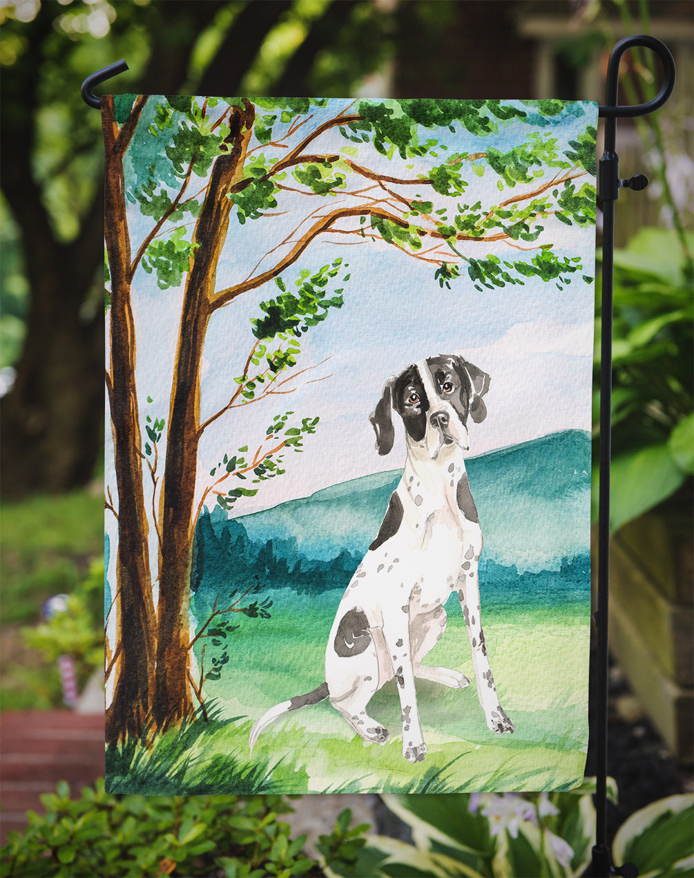 Under the Tree English Pointer Garden Flag Mailbox Decorative Yard Banner Outside Patio Artwork for Flower Beds, Garden Size, Multicolor