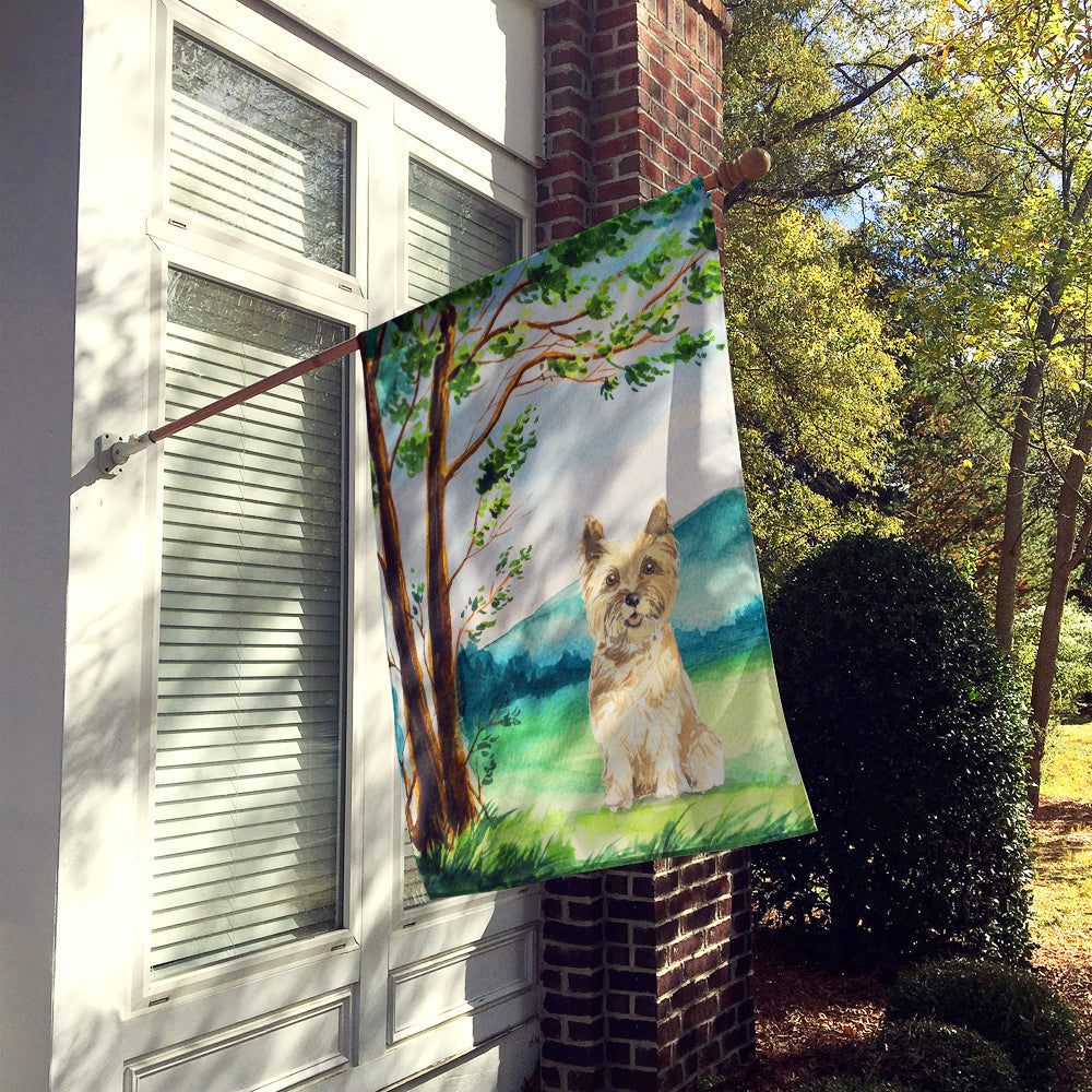 Under the Tree Cairn Terrier House Flag 28x40 Porch Sleeve Pole Decorative Outside Yard Banner Artwork Wall Hanging, Polyester