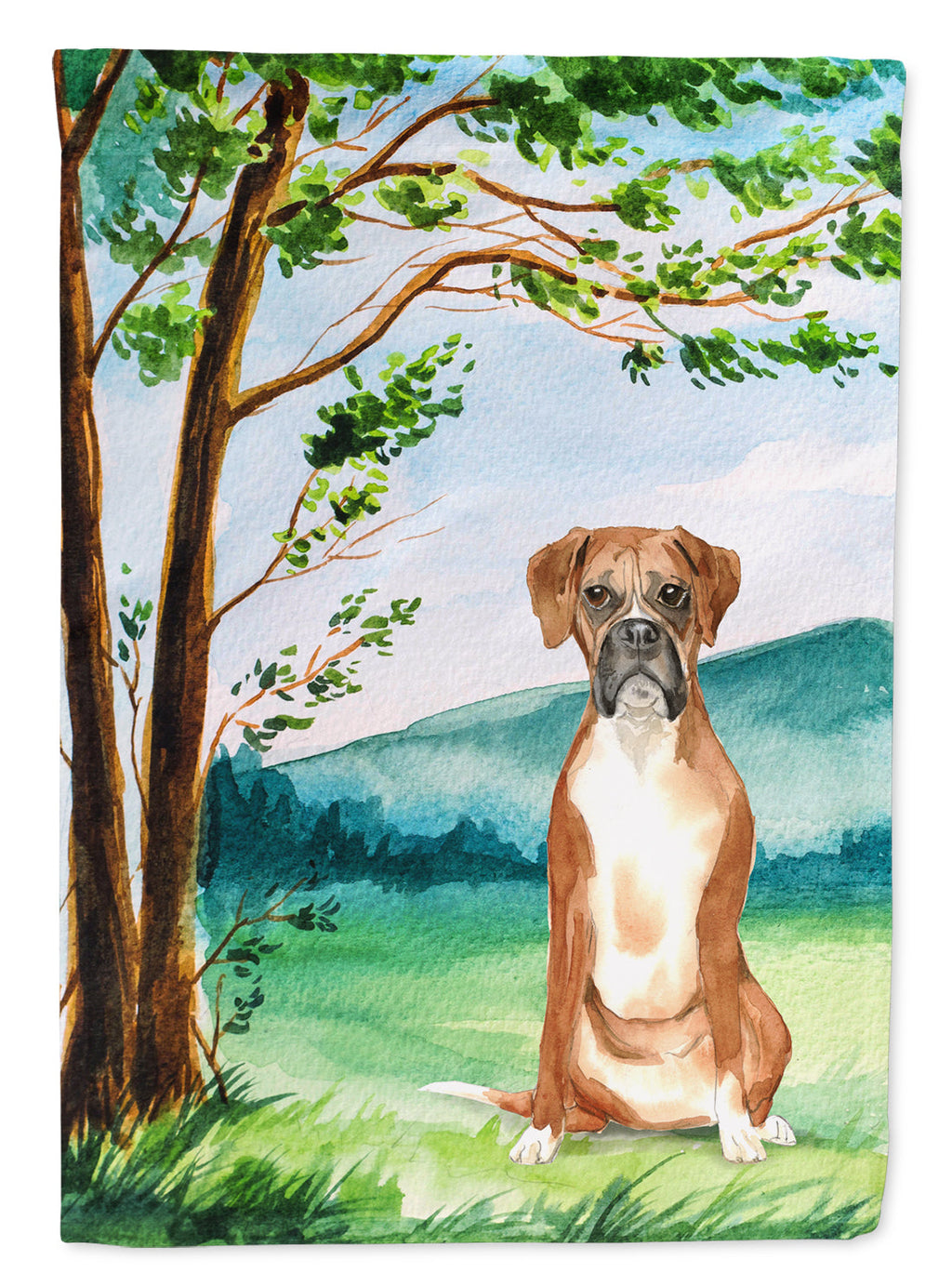 Under the Tree Boxer Garden Flag Mailbox Decorative Yard Banner Outside Patio Artwork for Flower Beds, Garden Size, Multicolor